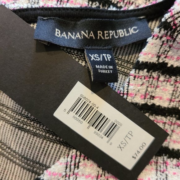 BANANA REPUBLIC NWT White Black & Pink Sleeveless Knit Top XS - Picture 5 of 6